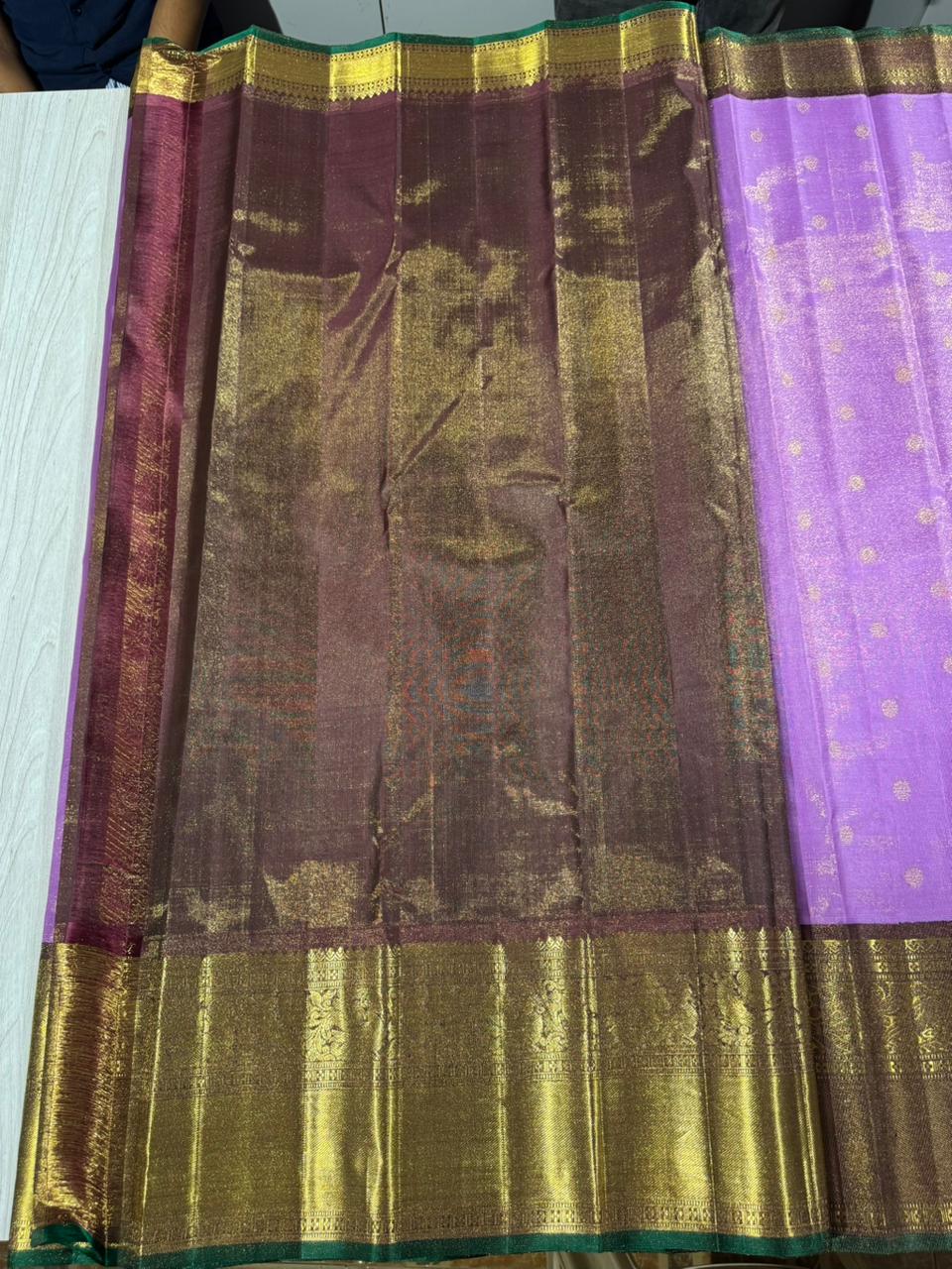 Lavender Gold Vathuvai Grand Tissue Silk Saree